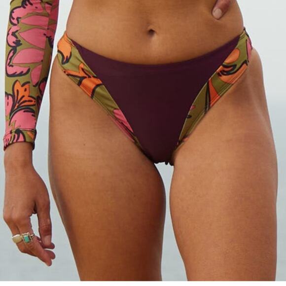Seea by Free People Vega Mid Rise Bikini Bottom Freya Color Blocking Size XS - Picture 1 of 9